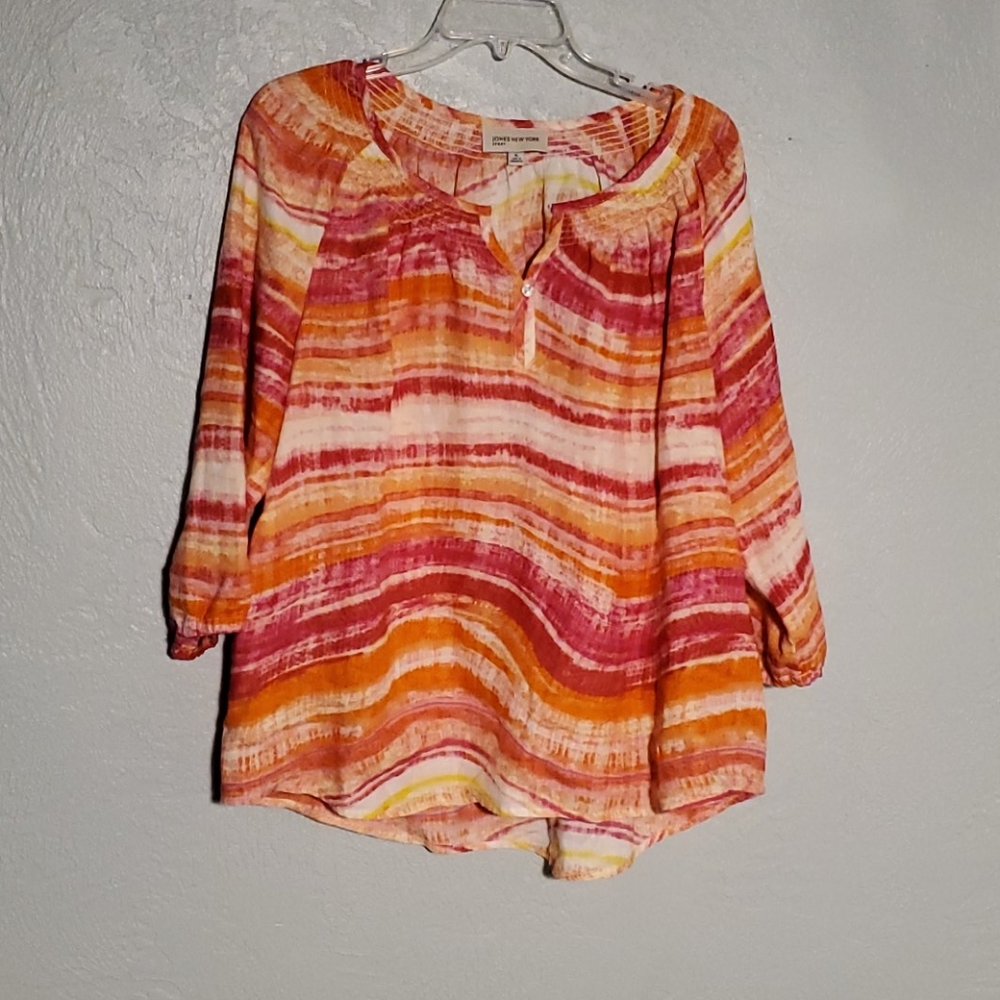 JONES NEW YORK XL 3/4 SLEEVE TIE DYE BLOUSE
